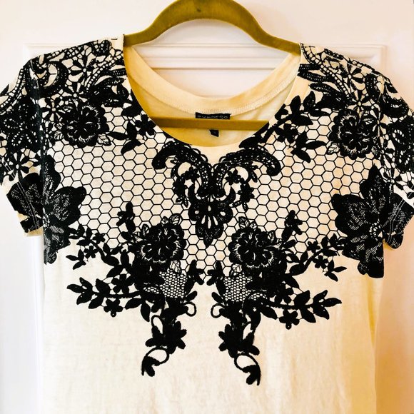 Eye-Catching Floral/Mesh Print "Dreamweight" Cotton-Blend Vintage Tee Express XS - Picture 5 of 16